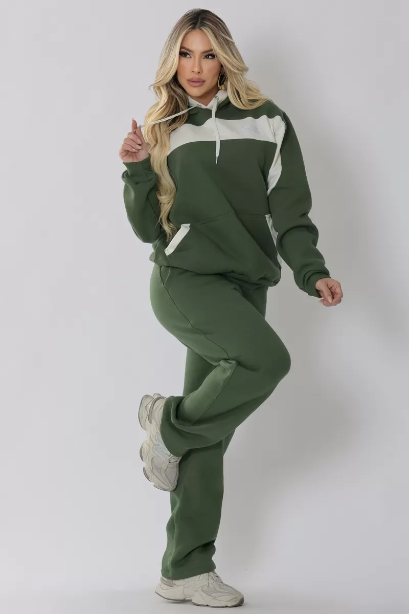 Trincks - Conjunto Moletom Verde E Off - 