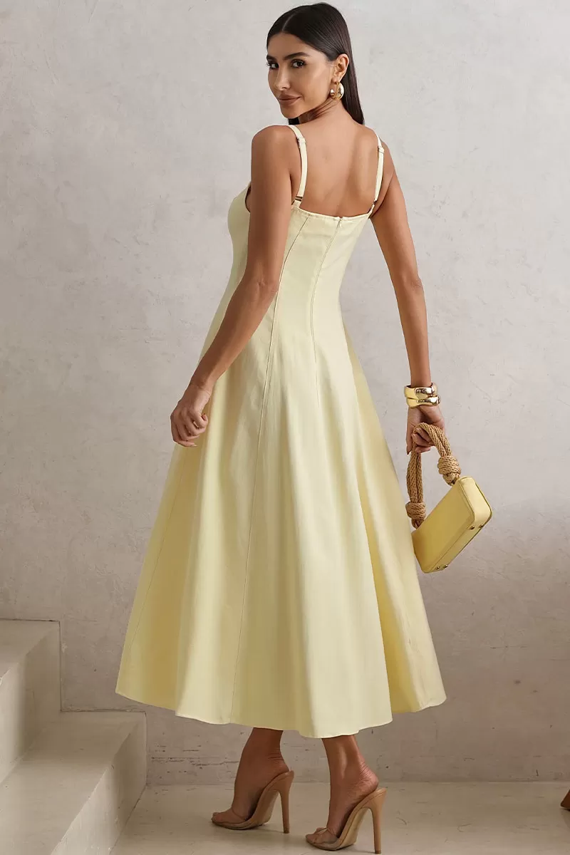 Miss Misses - Milena Dress with Straps and Yellow Stitching Detail - 54636003