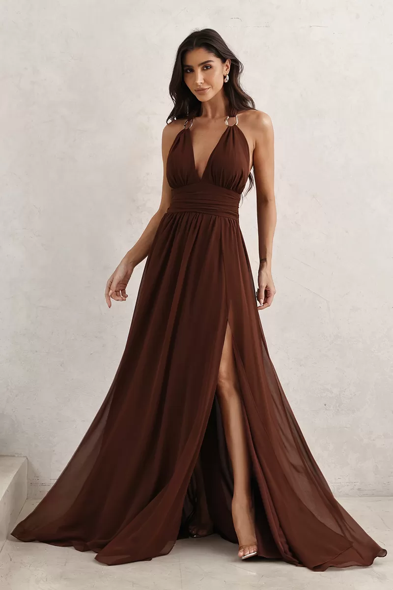 Dot Clothing - Vestido Dot Clothing Longo C/ Fivela Marrom - 2765MARROM