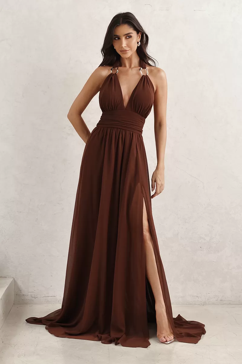 Dot Clothing - Dot Clothing Long Dress with Brown Buckle - 2765MARROM