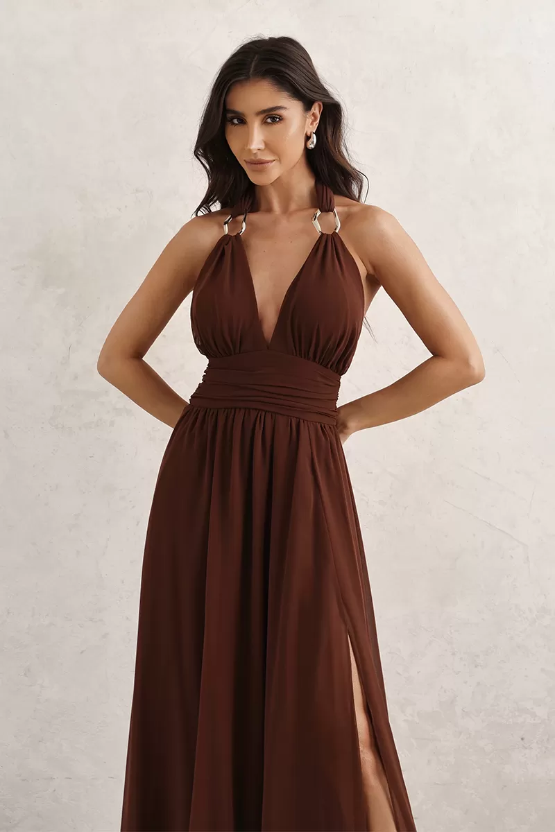 Dot Clothing - Vestido Dot Clothing Longo C/ Fivela Marrom - 2765MARROM