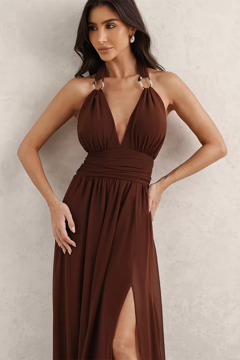 Dot Clothing - Vestido Dot Clothing Longo C/ Fivela Marrom - 2765MARROM