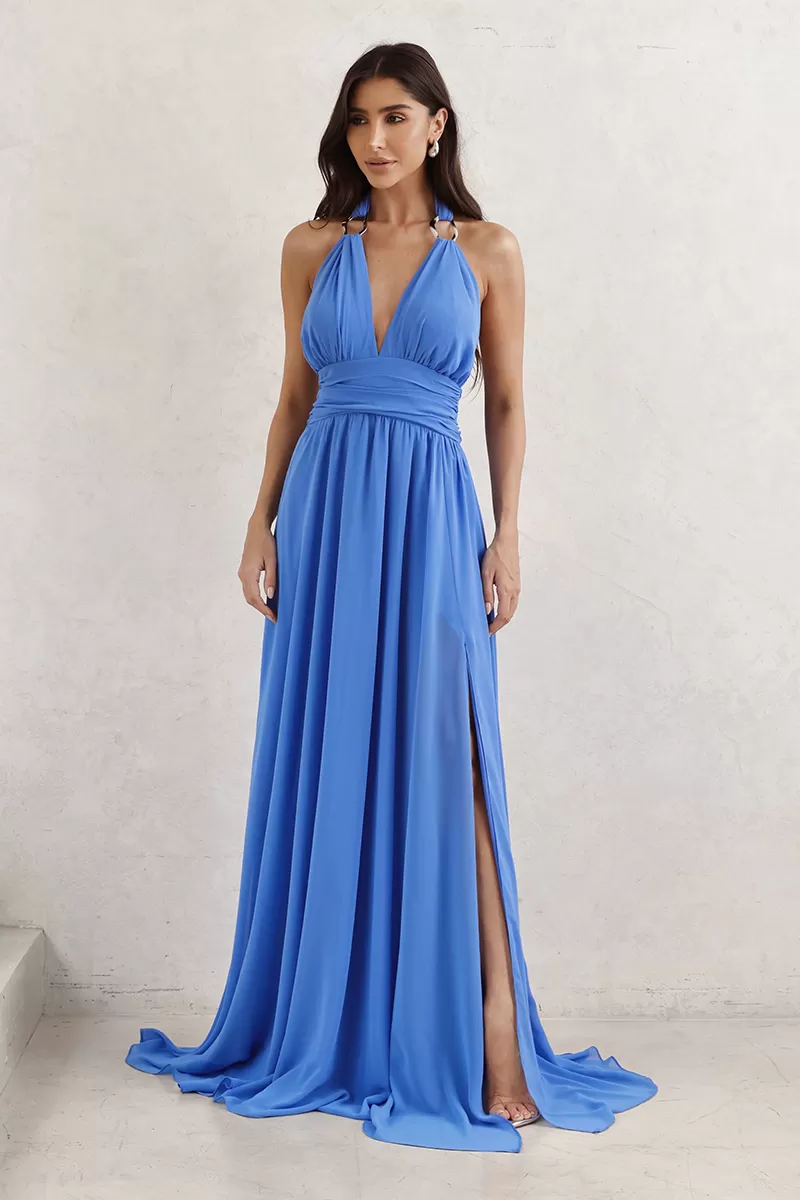 Dot Clothing - Vestido Dot Clothing Longo C/ Fivela Azul - 2765AZUL