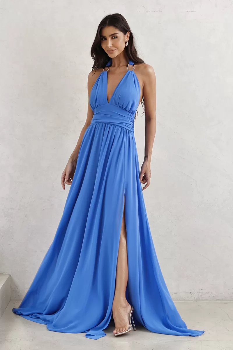 Dot Clothing - Dot Clothing Long Dress with Blue Buckle - 2765AZUL