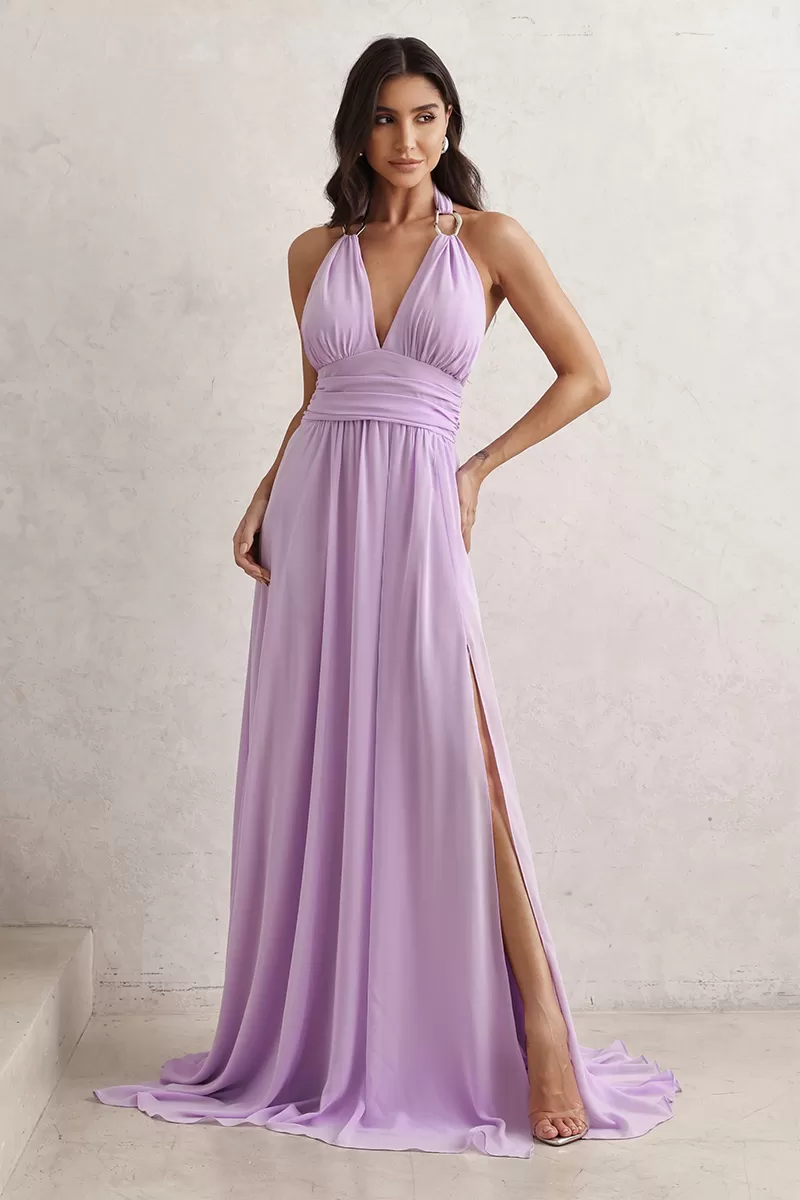 Dot Clothing - Dot Clothing Long Dress with Purple Buckle - 2765ROXO