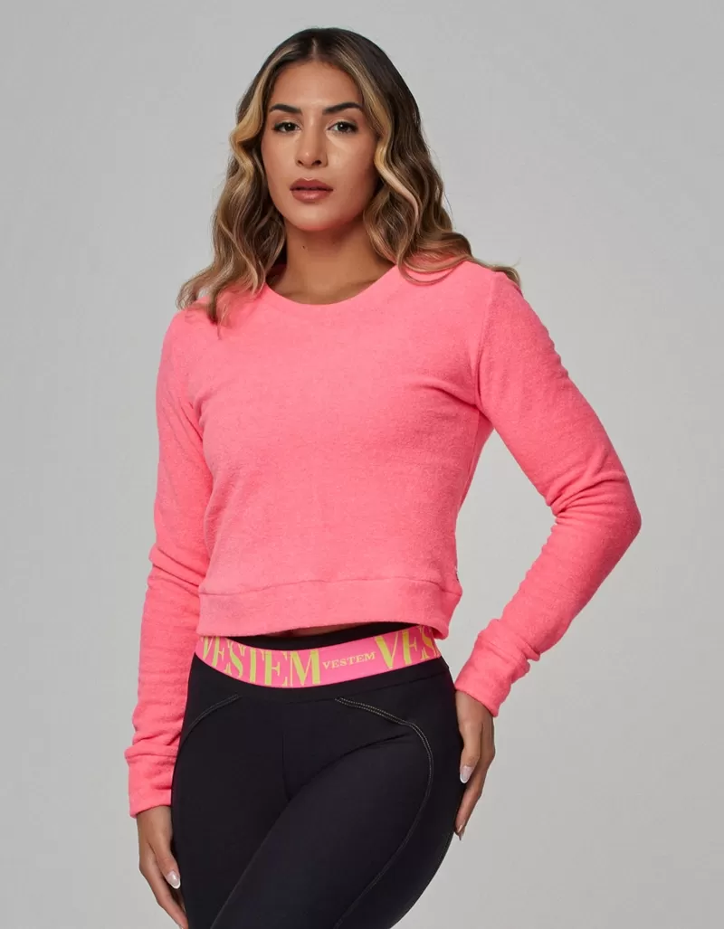 Vestem - Blusa Manga Longa Moletom Dakota Pink Neon - BPML498.OUT.C0003