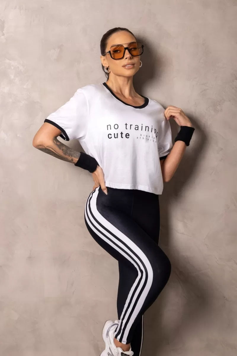 Hipkini - Camiseta fitness Cropped Smash Branca com silk - 33331244