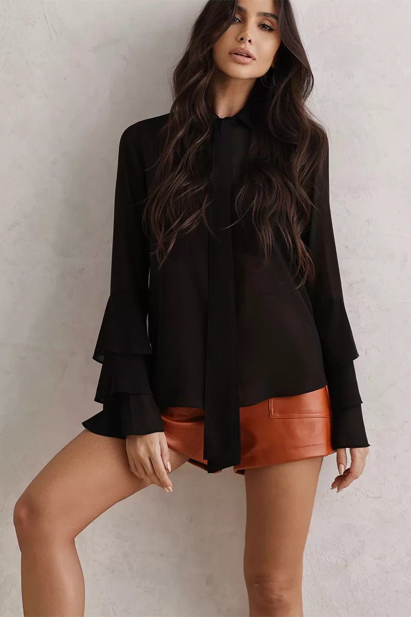 Dot Clothing - Shirt Dot Clothing Frill Sleeve Black - 2792PRETO