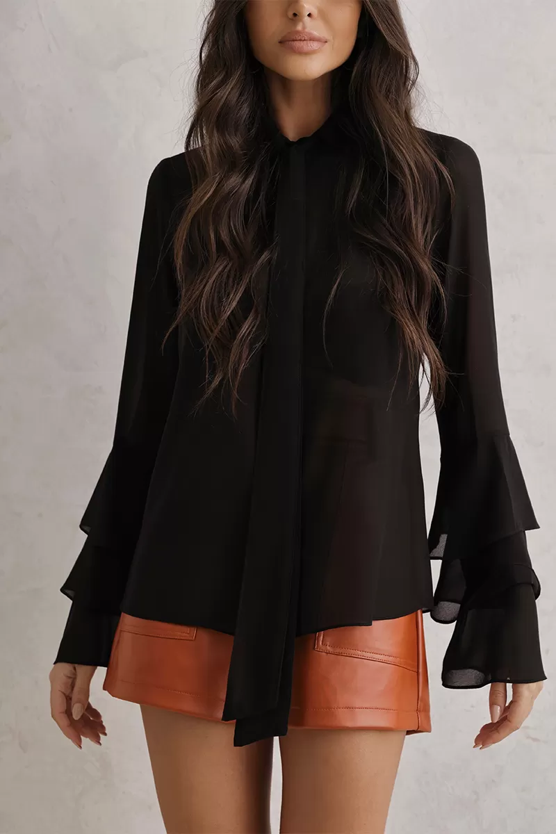 Dot Clothing - Shirt Dot Clothing Frill Sleeve Black - 2792PRETO