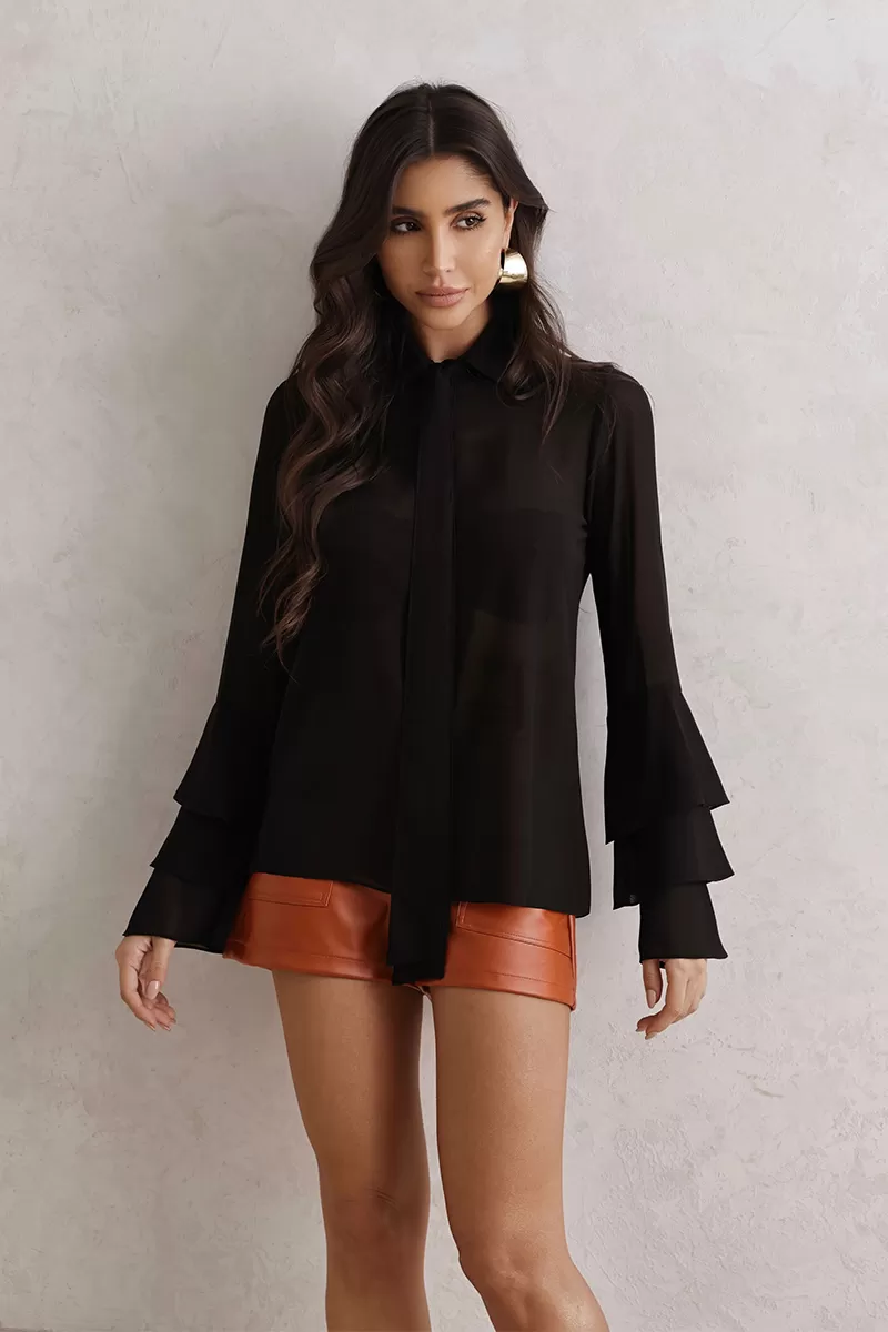 Dot Clothing - Shirt Dot Clothing Frill Sleeve Black - 2792PRETO