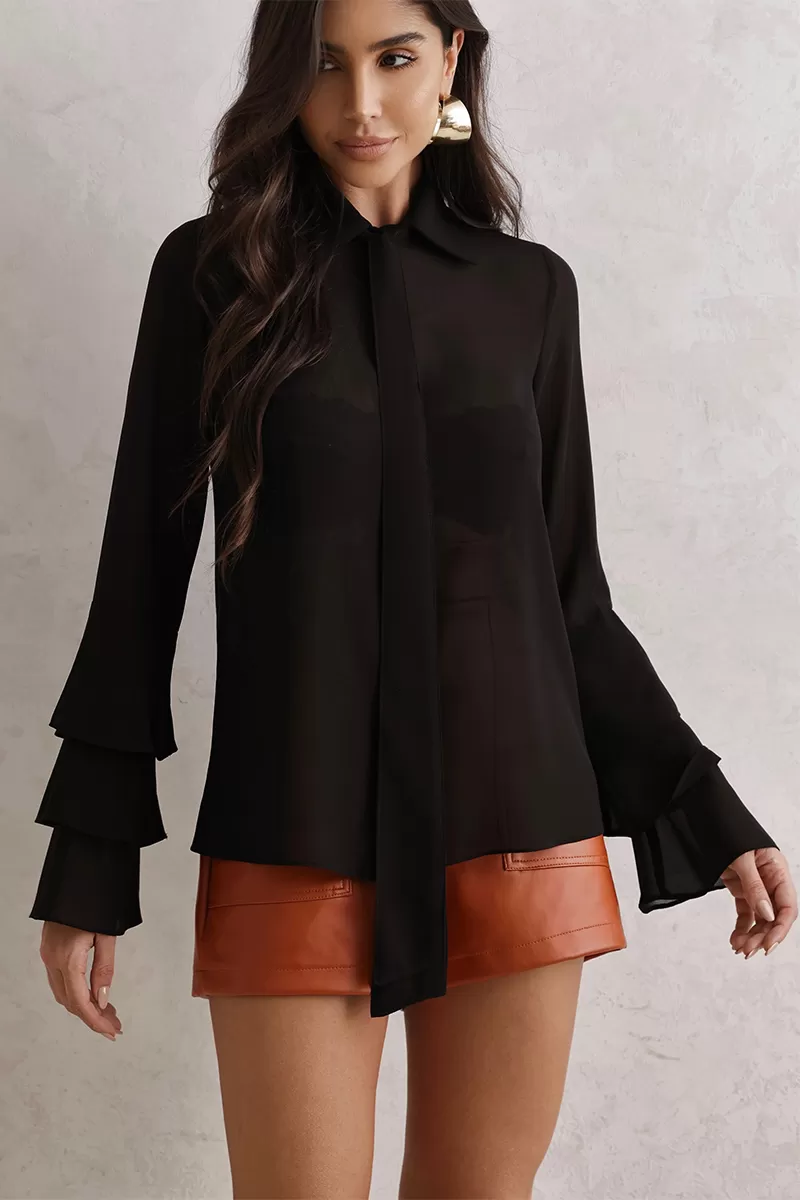 Dot Clothing - Shirt Dot Clothing Frill Sleeve Black - 2792PRETO