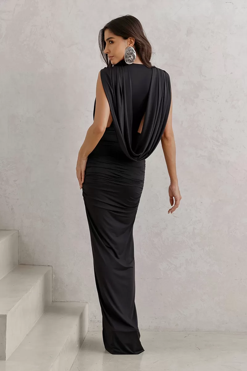 Dot Clothing - Vestido Dot Clothing Jersey Drapeado Preto - 2791PRETO