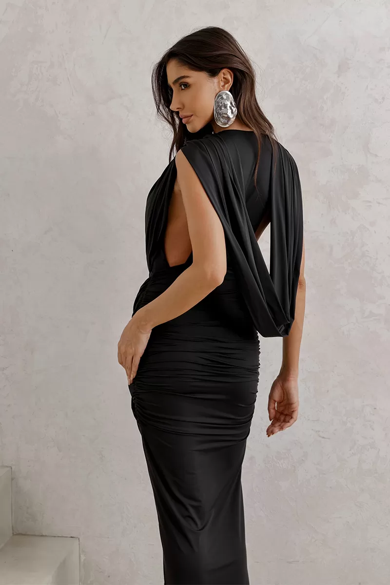 Dot Clothing - Vestido Dot Clothing Jersey Drapeado Preto - 2791PRETO