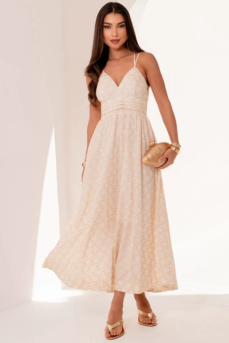 Miss Misses - Dress Marina Midi needlework W/Handle W/Ziper Off White - 54641030