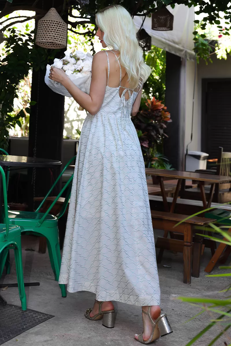 Miss Misses - Marina Midi Needlework Dress with Straps and Zipper in Green - 54641023