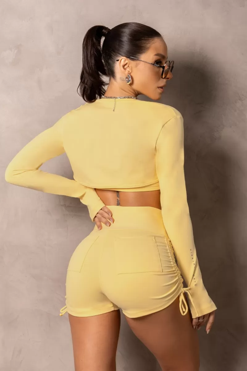 Hipkini - Smash Yellow Long Sleeve Fitness Blouse - 33331276
