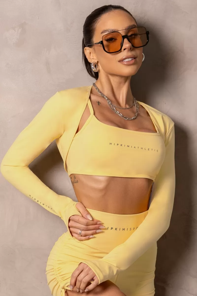 Hipkini - Smash Yellow Long Sleeve Fitness Blouse - 33331276