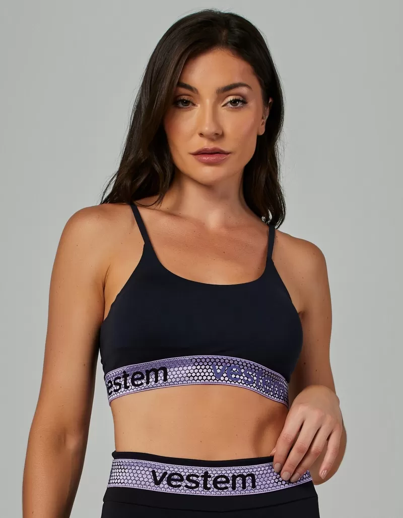 Vestem - Top Média Sustentação Elástico Hera Preto - TOP723.V26.C0002