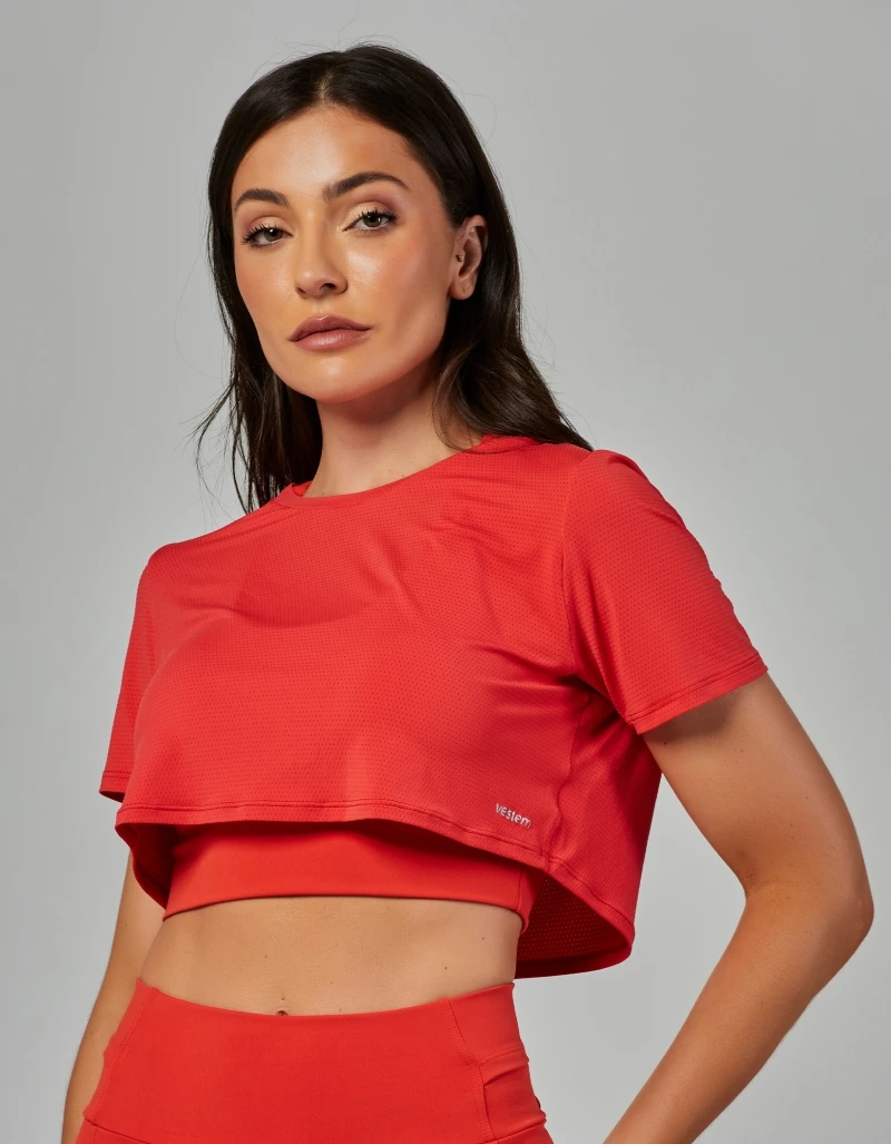 Vestem - Pace Grenadine Red Dry Fit Short Sleeve Shirt - BMC812.V26.C0575