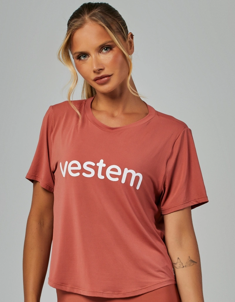 Vestem - Blusa Manga Curta Dry Fit Embaixadoras Marrom Noz - BMC772.ESS.C0616