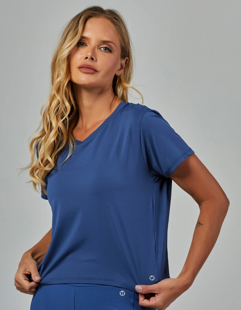 Vestem - Short-sleeved Dry Fit Shirt, Charming Blue Denim - BMC816.V26.C0257