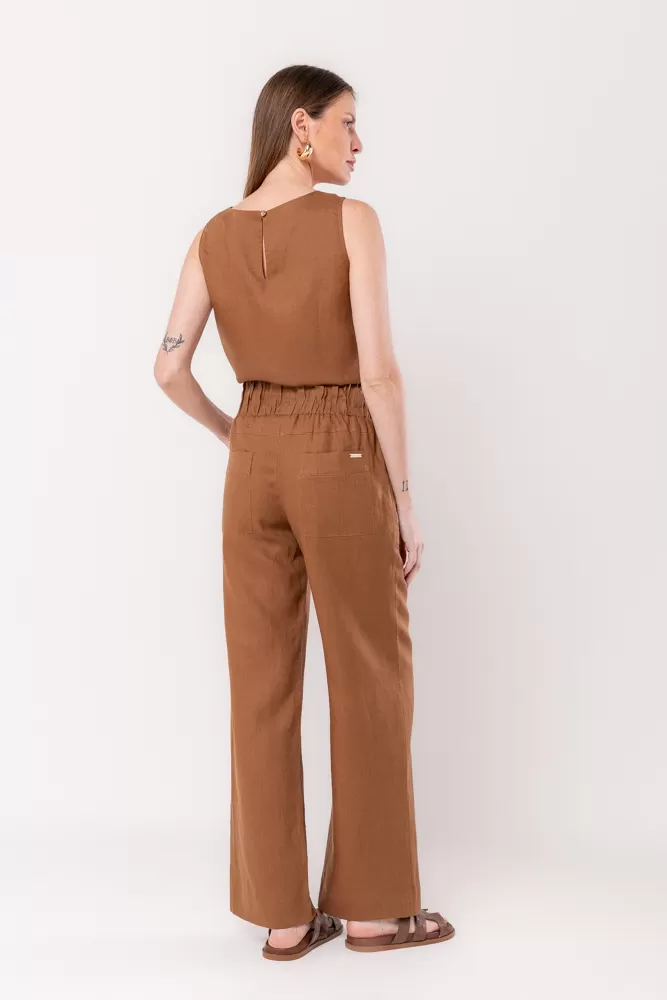 Hidrogênio - VALERIA BEAR STRAIGHT PANTS WITH STITCHED LINEN - 20541585