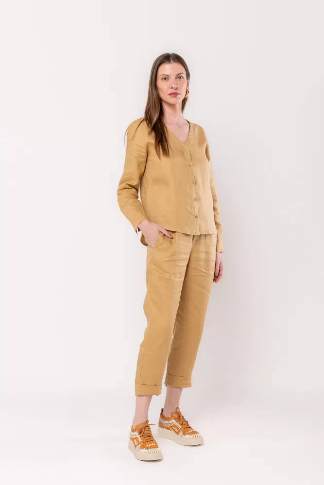 Hidrogênio - CAMISA DE LINHO PURO CANGURU - 20525580