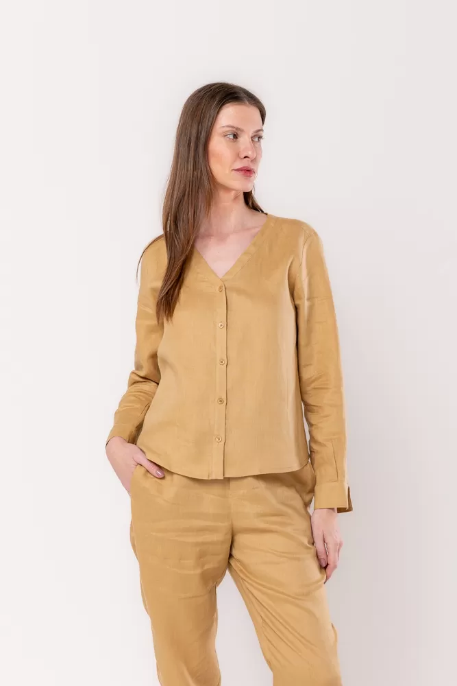 Hidrogênio - CAMISA DE LINHO PURO CANGURU - 20525580