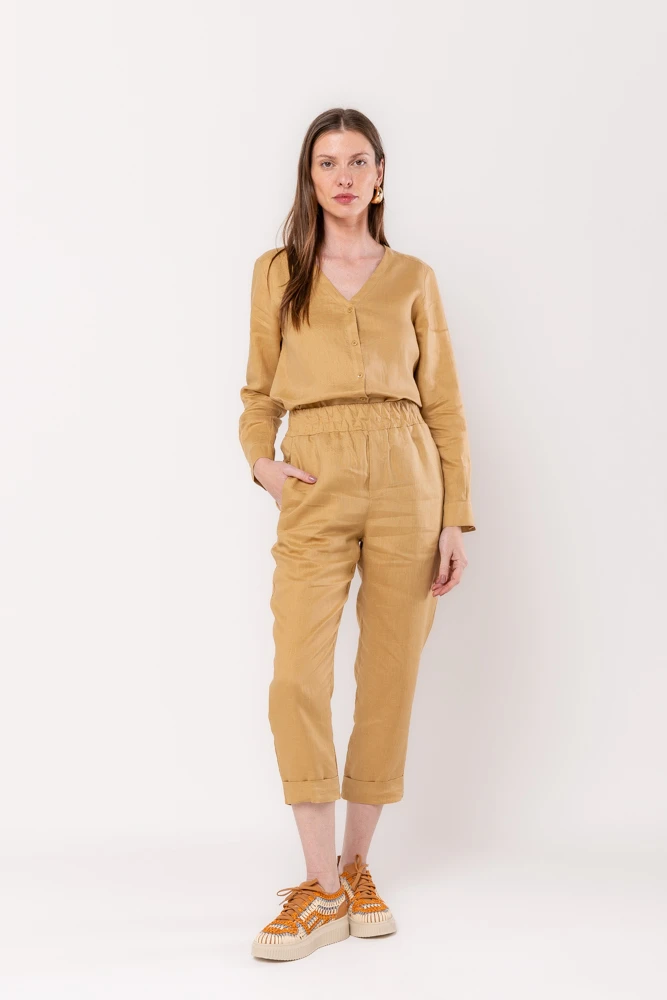 Hidrogênio - CAMISA DE LINHO PURO CANGURU - 20525580