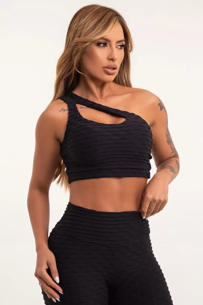 ZNG - BLACK BROCADE TOP - TOP661