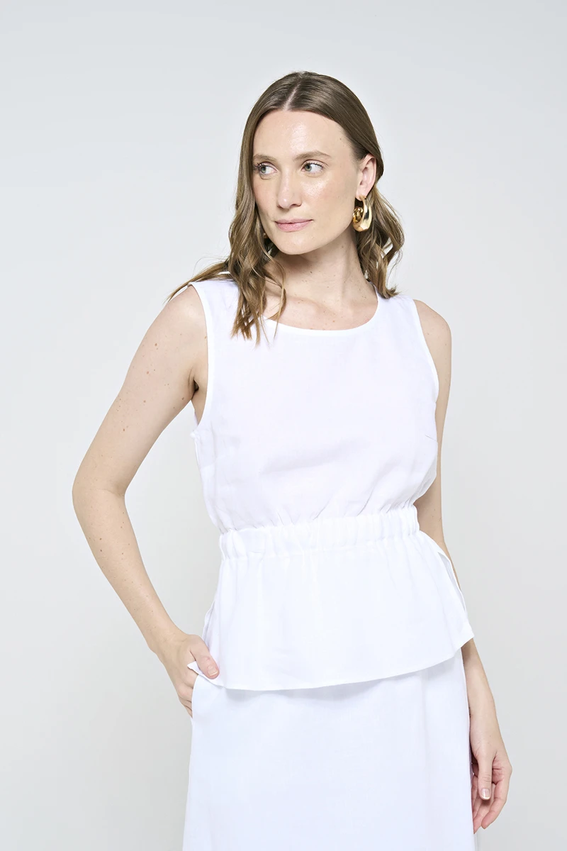 Hidrogênio - Wide elastic white tank top - 20558002