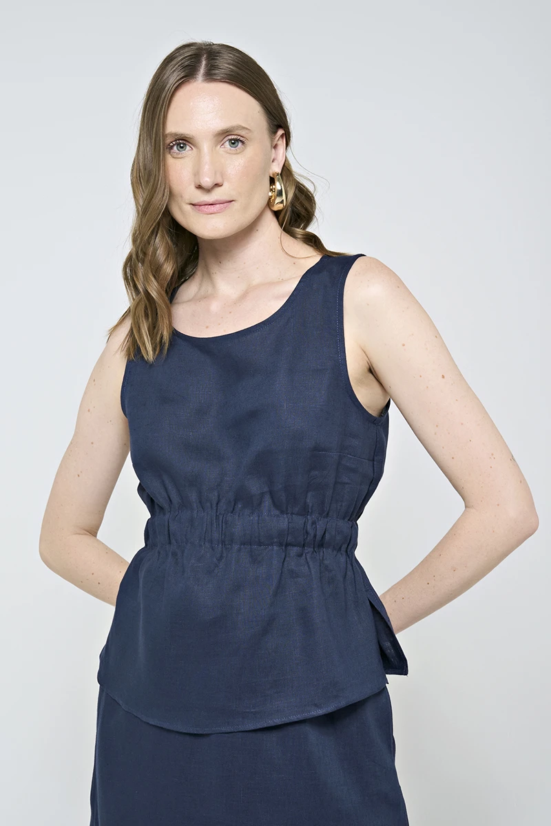 Hidrogênio - NAVY WIDE ELASTIC TANK TOP - 20558004