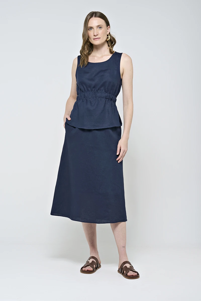 Hidrogênio - NAVY WIDE ELASTIC TANK TOP - 20558004