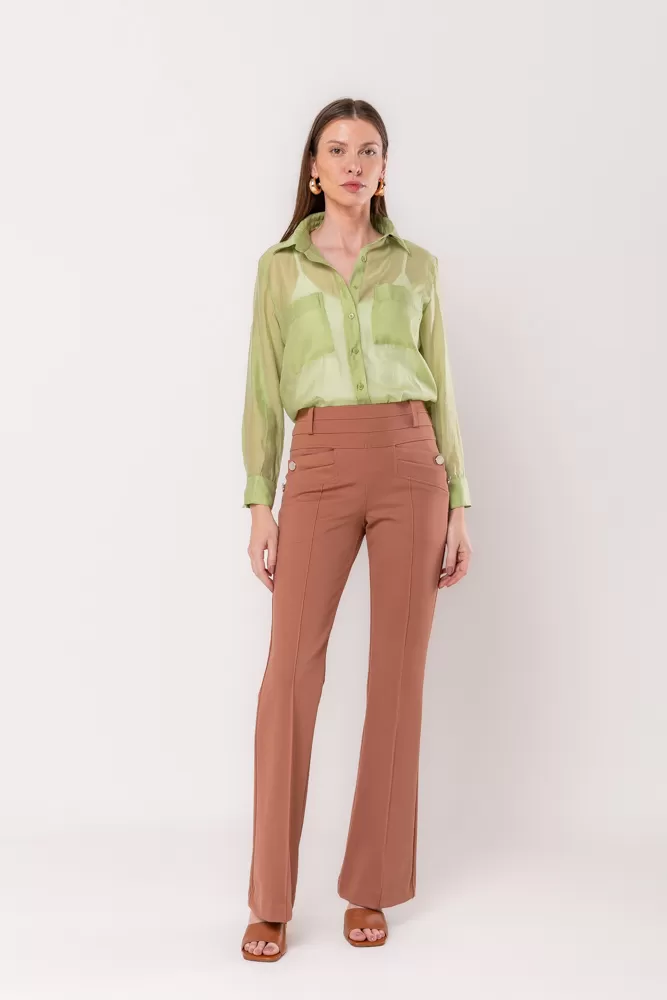 Hidrogênio - Flare pants with blackberry chocolate lapels - 20359032