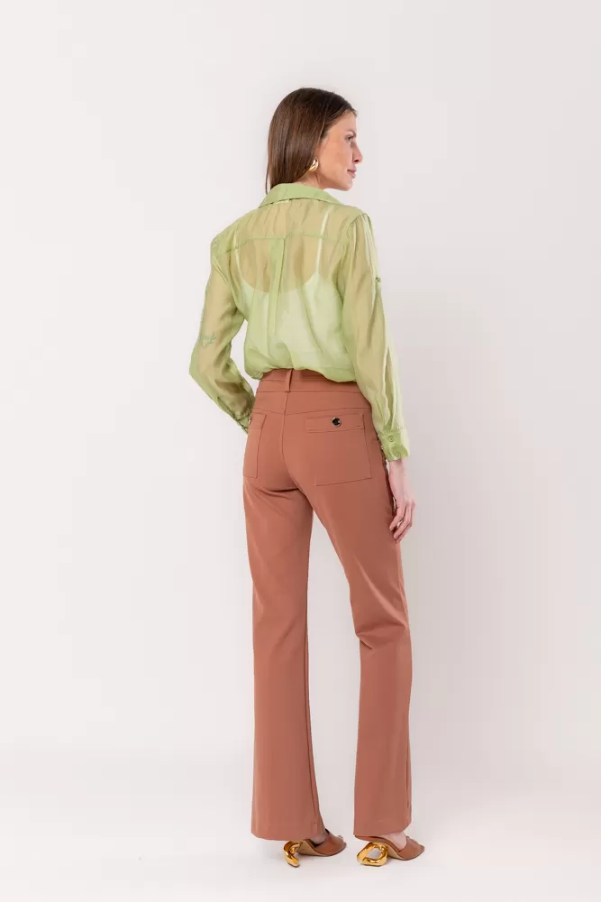 Hidrogênio - Flare pants with blackberry chocolate lapels - 20359032