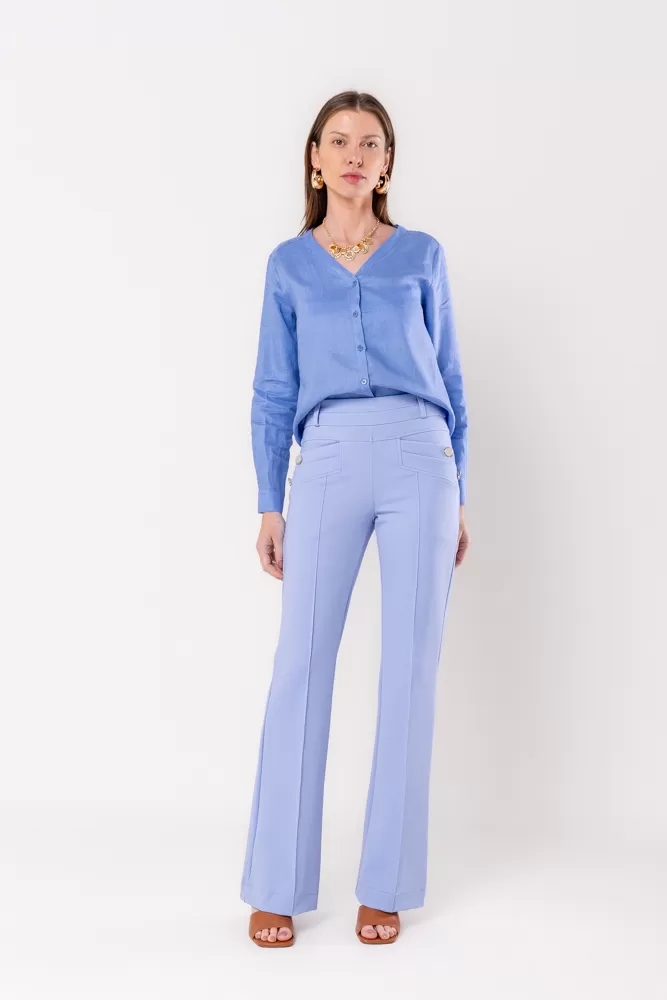 Hidrogênio - Flare pants with light blue blackberry lapels - 20359078