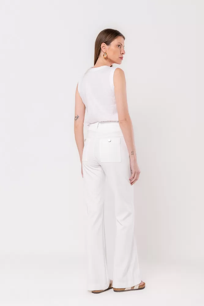 Hidrogênio - Flare pants with lapels in off-white, blackberry - 20359018