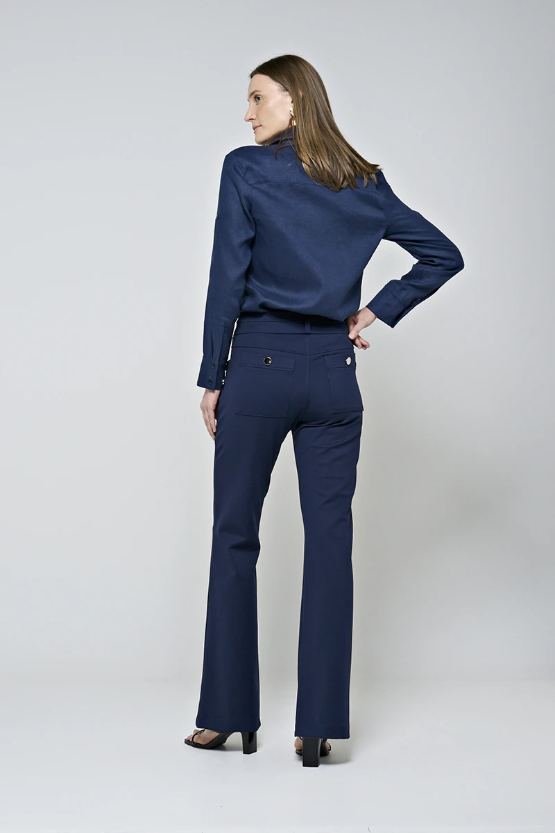 Hidrogênio - NAVY BLACKBERRY FLARE PANTS WITH LAPELS - 20359004