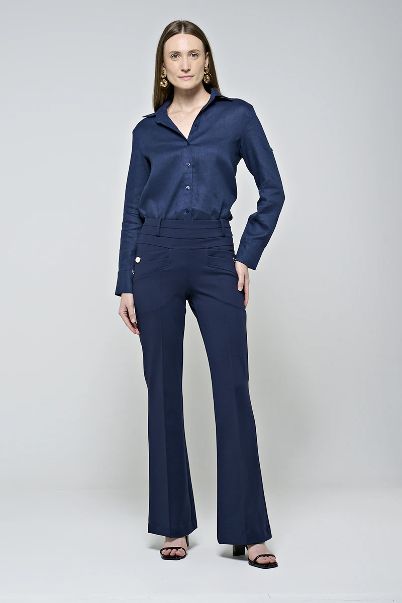Hidrogênio - NAVY BLACKBERRY FLARE PANTS WITH LAPELS - 20359004