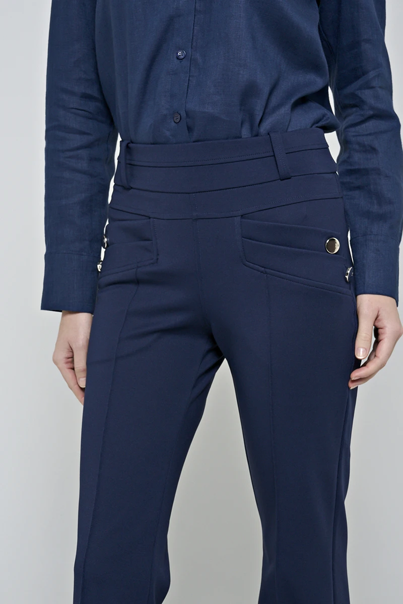 Hidrogênio - NAVY BLACKBERRY FLARE PANTS WITH LAPELS - 20359004
