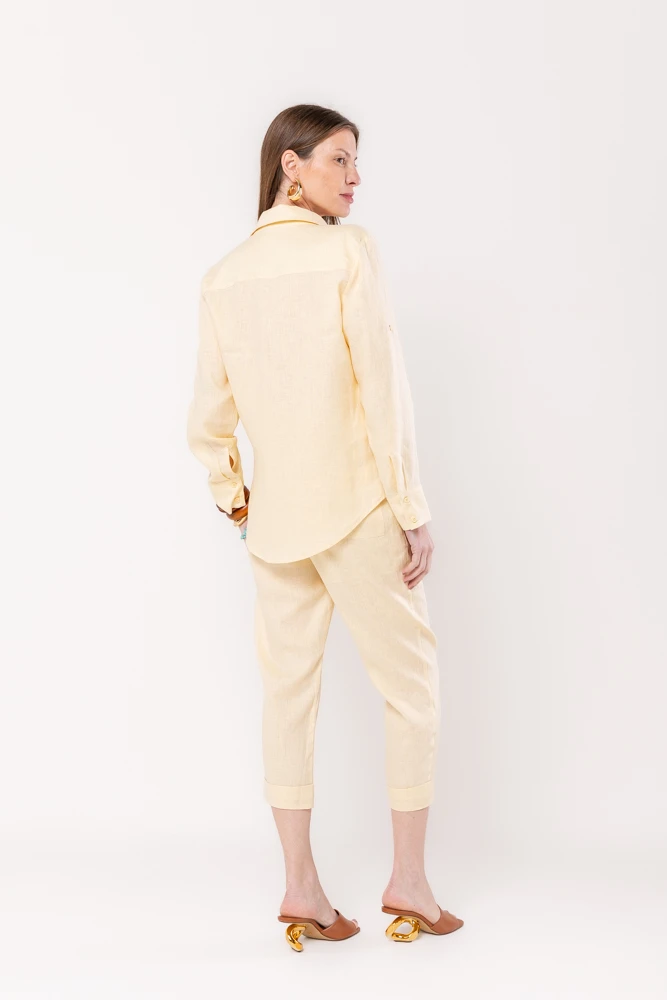 Hidrogênio - CALÇA CENOURA POLIANA LINHO 100% TERRA - 19886332