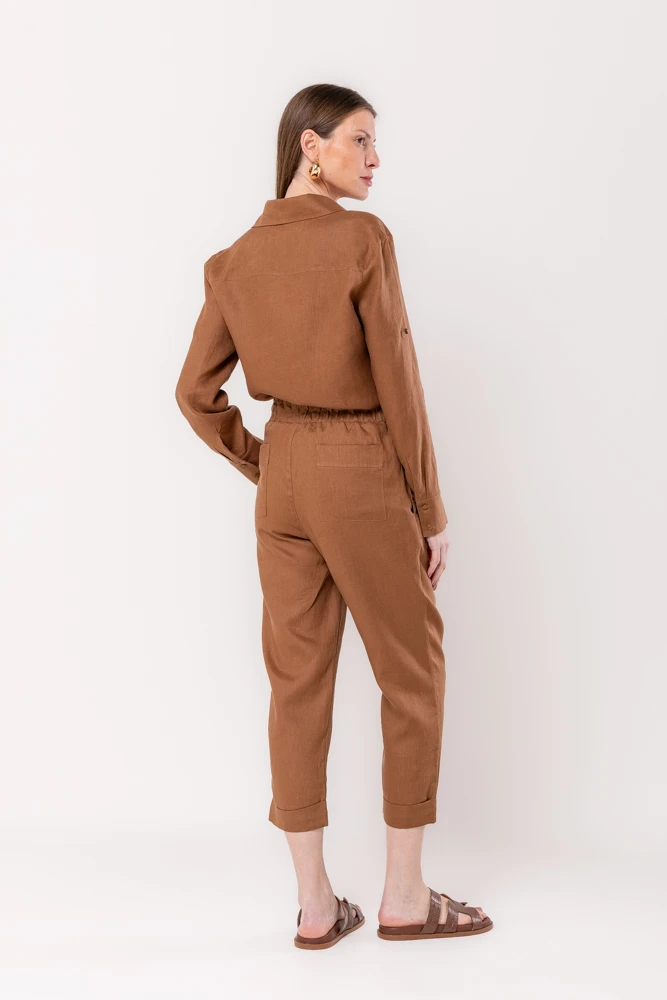 Hidrogênio - CALÇA CENOURA POLIANA LINHO 100% BEAR - 19886585