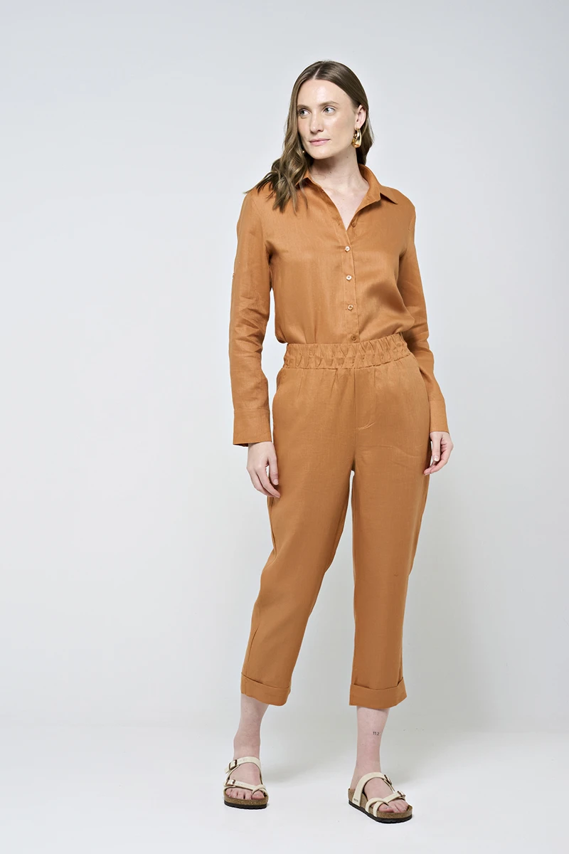 Hidrogênio - CALÇA CENOURA POLIANA LINHO 100% GUARANA - 19886573