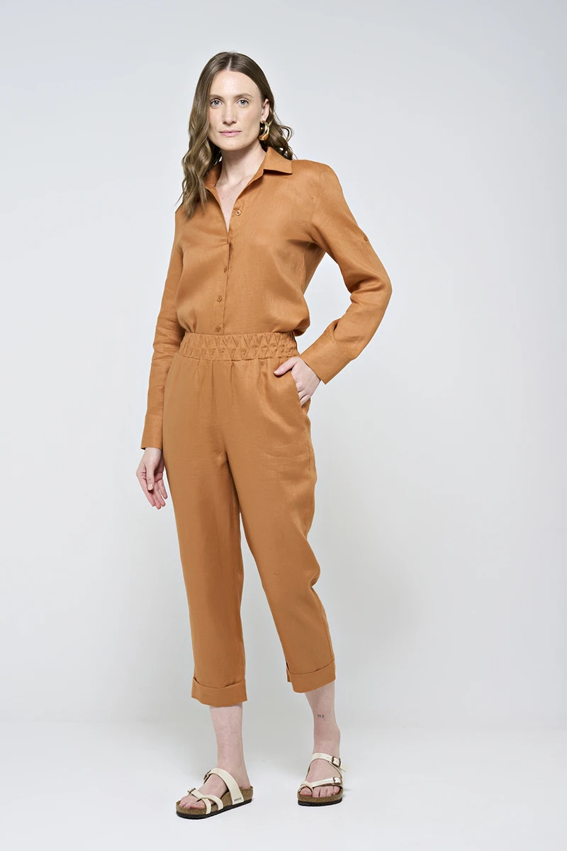 Hidrogênio - CALÇA CENOURA POLIANA LINHO 100% GUARANA - 19886573