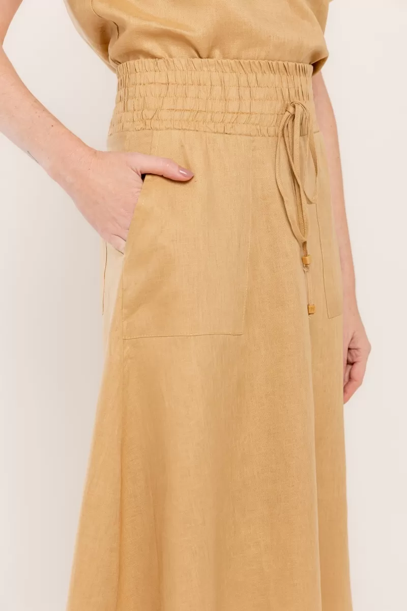 Hidrogênio - SAIA EVASE MIDI 100% LINHO CANGURU - 19800580