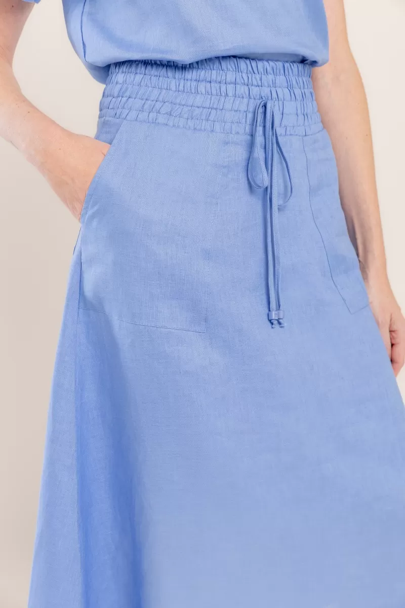 Hidrogênio - SAIA EVASE MIDI 100% LINHO PACIFIC - 19800581