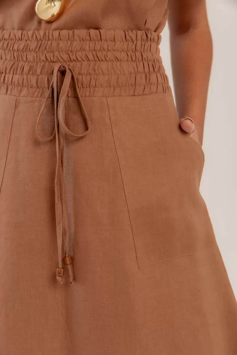 Hidrogênio - SAIA EVASE MIDI 100% LINHO BEAR - 19800585