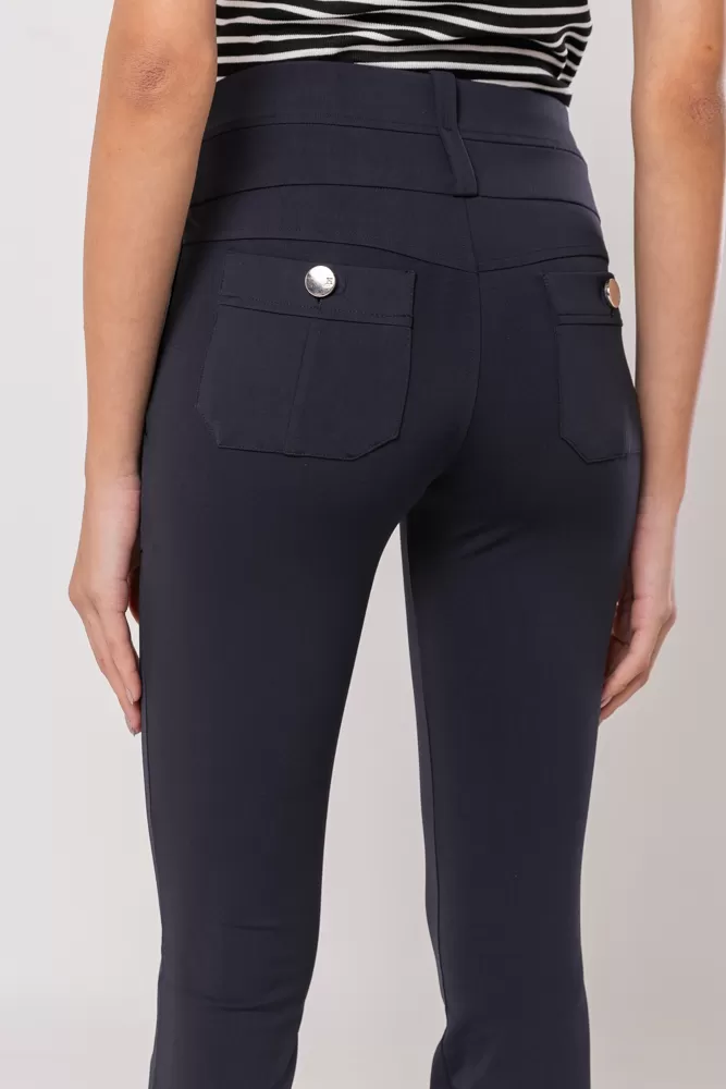 Hidrogênio - ANA CAROLINA BLACK FLARE PANTS WITH TOPSTITCHING LINE - 19460001