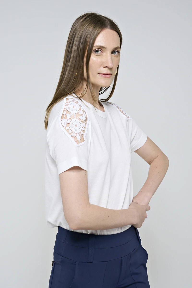 Hidrogênio - CAMISETA COM RENDA BRANCO - 20538002