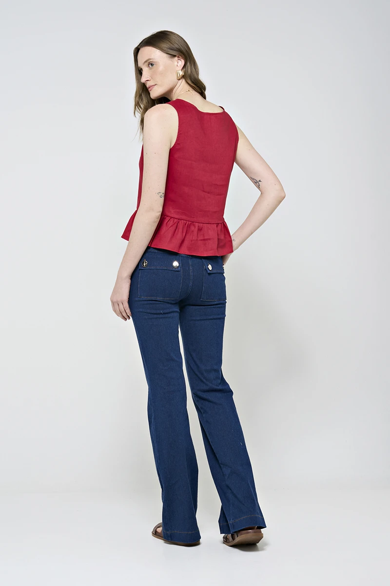 Hidrogênio - SAUVIGNON LINEN RUFFLE TANK TOP - 20536593